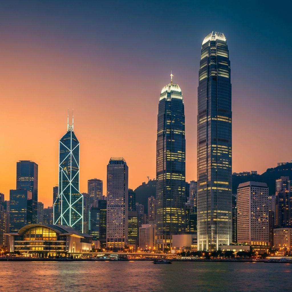 Hong Kong financial district skyline